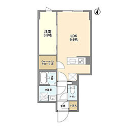 ウェルスクエア駒場東大前 1階1LDKの間取り