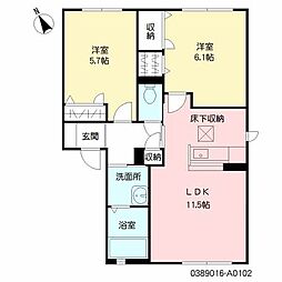 パンシオン・クレール　Ａ棟 1階2LDKの間取り