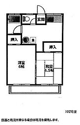 勝田台ハイツ 2階2DKの間取り