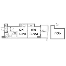 T’s SQUARE天神橋 9階1DKの間取り