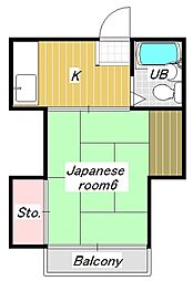 メゾン岡 1階1Kの間取り