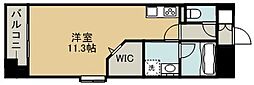 熊本市電B系統 県立体育館前駅 徒歩10分の賃貸マンション 4階ワンルームの間取り