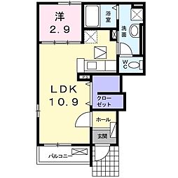 パサージュ 1階1LDKの間取り