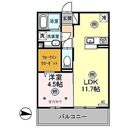 東武伊勢崎線 太田駅 徒歩25分の賃貸アパート 3階1LDKの間取り