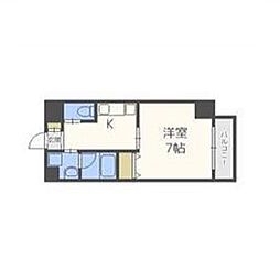 フルールアクアリオ 7階1Kの間取り