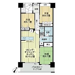 サーパス千歳町通り 12階3LDKの間取り