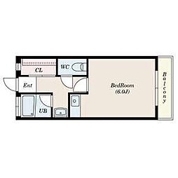泉涌寺アビタシオン 5階ワンルームの間取り
