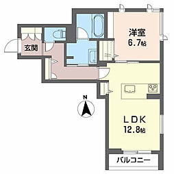 Ｒａｓｓｕｒｅｒ 3階1LDKの間取り