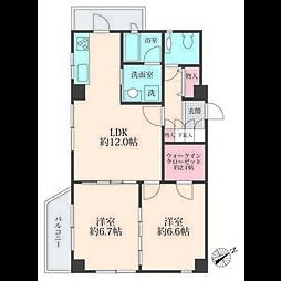 エルヴェ内堀 2階2LDKの間取り