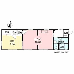 グリーンハイツ川平 1階1LDKの間取り