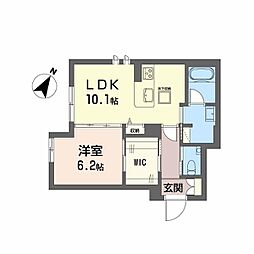 シャーメゾンエレガント A0103 1階1LDKの間取り