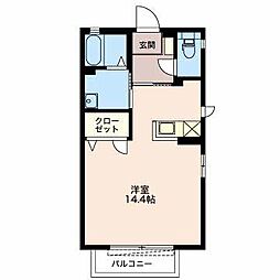 シャンブル　クレール Ｂ 1階ワンルームの間取り