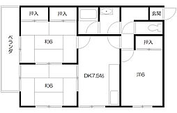 ファミール政本 1階3DKの間取り