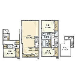 田端戸建 1階3LDKの間取り
