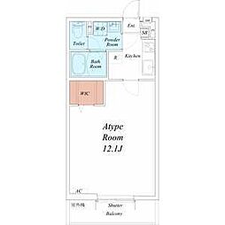 リブリ・北仙台はやま 2階1Kの間取り