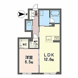 シャーメゾン椿 1階1LDKの間取り