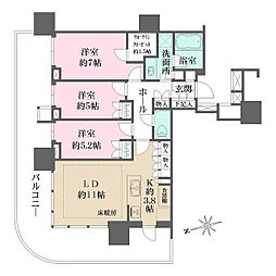 ＨＡＲＵＭＩ　ＦＬＡＧ　ＳＵＮ　ＶＩＬＬＡＧＥ　Ｔ棟 8階3LDKの間取り