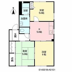 ロータス・I 1階3Kの間取り