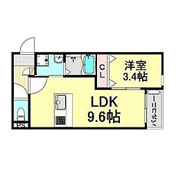 LECOCON四日市V 3階1LDKの間取り