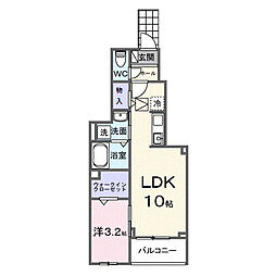 テルマエ大和 1階1LDKの間取り