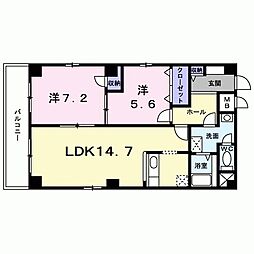 ブルック御池 2階2LDKの間取り