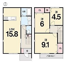 BellVie　TAKATSU　A棟 1階3LDKの間取り
