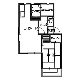 フレグランス築港 2階1LDKの間取り