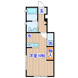 イルドラシテI 1階ワンルームの間取り