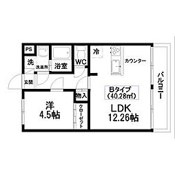 セレクト小松島 2階1LDKの間取り