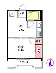 第1加藤ビル 4階1DKの間取り
