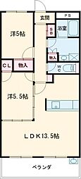 ベルフォーレ平野I 3階2LDKの間取り