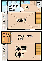 Grandole志賀本通I 2階1Kの間取り