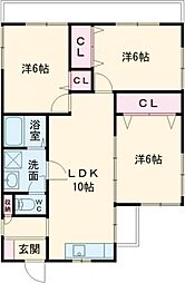 冨士見ハイツ 4階3LDKの間取り