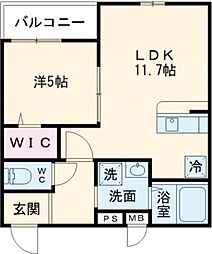 グランメゾンゆずり葉I番館 3階1LDKの間取り