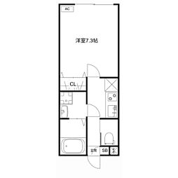 MQuarto堀切菖蒲園 2階1Kの間取り