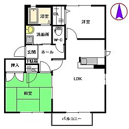 スクエア　Ｂ棟 2階2LDKの間取り
