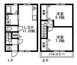 アドバンス乙多見Ａ 1階2LDKの間取り