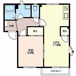 フレグランス　ウィンド Ａ 1階1LDKの間取り