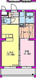 M10みまた 1階1LDKの間取り