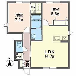 シャーメゾン・デイレイ　I棟 1階2LDKの間取り
