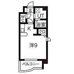 リバーブランシェ 6階1Kの間取り