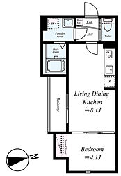 GRADUS拝島 1階1LDKの間取り