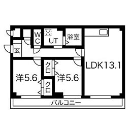 フォレスタコート 1階2LDKの間取り