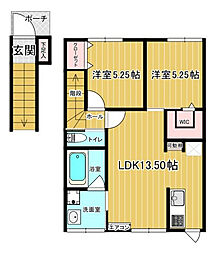 FareEstI（ファーレ　エストワン） 2階2LDKの間取り