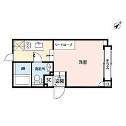 LAPIS大井町II 1階1Kの間取り