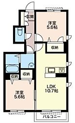 上毛電気鉄道 三俣駅 徒歩23分の賃貸アパート 1階2LDKの間取り