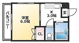 クリーンハイツ 1階1Kの間取り