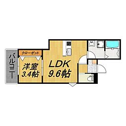 LECOCON四日市IX 101 1階1LDKの間取り