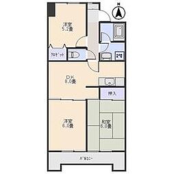 JR両毛線 新前橋駅 徒歩27分の賃貸マンション 7階3DKの間取り