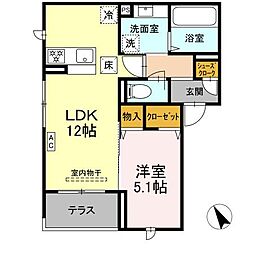 D-ROOM上石田 101 1階1LDKの間取り